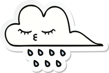 Bir insan tarafından çizilmiş şirin bir yağmur bulutunun çıkartması.