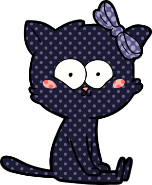 Bir insan tarafından çizilmiş çizgi film kedisi.