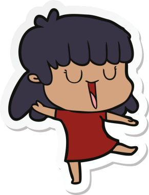 Bir insan tarafından çizilmiş bir karikatür kadının çıkartması.