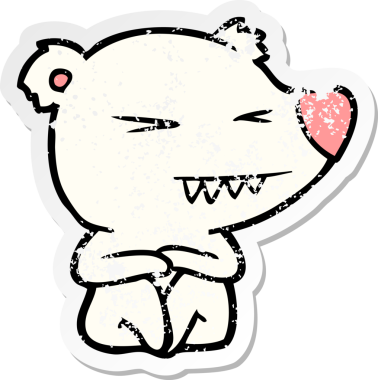 Kızgın kutup ayısı karikatürünün sıkıntılı çıkartması bir insan tarafından çizilmiş.