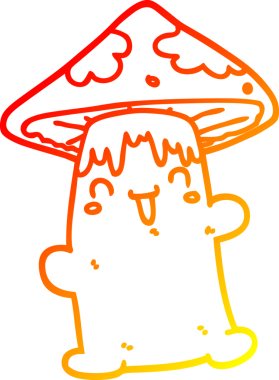 Bir insan tarafından çizilmiş bir mantar karakterinin sıcak çizgi çizimi