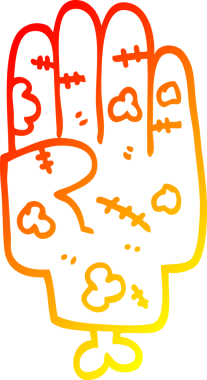 Bir insan tarafından çizilmiş bir zombi elinin sıcak çizgi çizimi