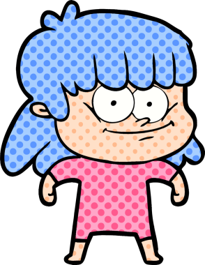 Bir insan tarafından çizilmiş gülümseyen bir kadın.