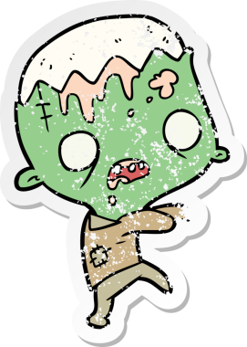 Bir insan tarafından çizilmiş zombi çizgi filminin sıkıntılı çıkartması.