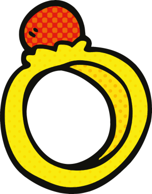 Bir insan tarafından çizilmiş çizgi roman tarzı nişan yüzüğü.