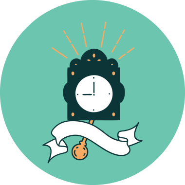 Bir insan tarafından çizilen dövme stili tik-tak saatinin simgesi