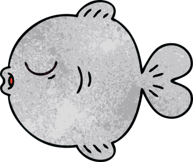 Bir insan tarafından çizilmiş garip bir karikatür balığı.