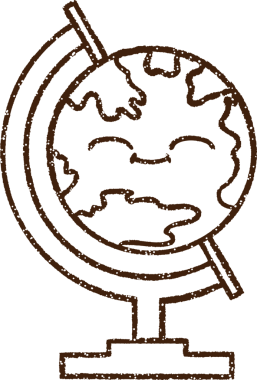 Bir insan tarafından çizilen Coğrafya Küresi Kömür Çizimi