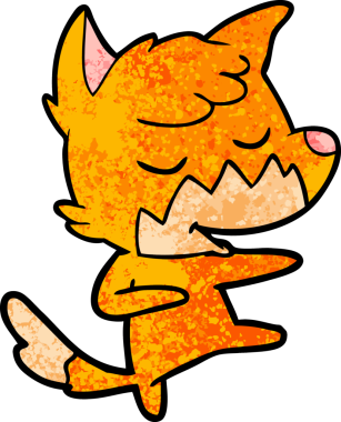 Bir insan tarafından çizilmiş dost canlısı tilki dansı.