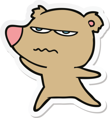 Bir insan tarafından çizilmiş kızgın bir ayı çizgi filminin çıkartması.