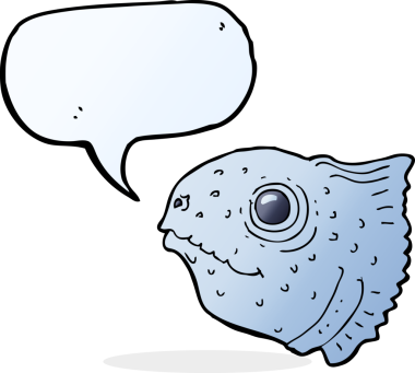 bir insan tarafından çizilmiş baloncuklu balık kafası.