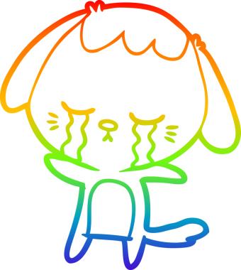 gökkuşağı gradyan çizgi çizimi bir insan tarafından çizilmiş ağlayan bir köpek