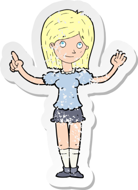 Bir insan tarafından çizilen fikri açıklayan karikatürist bir kadının gerilimli çıkartması.