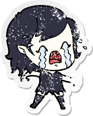 Bir insan tarafından çizilmiş ağlayan vampir bir karikatür çıkartması.