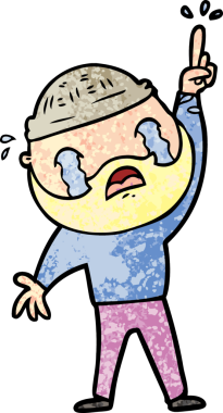 Çizgi film sakallı adam bir insan tarafından çizilmiş ağlıyor.