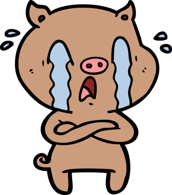 Bir insan tarafından çizilmiş ağlayan domuz çizgi filmi.