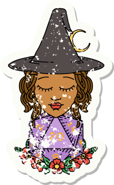 Retro Dövme Tarzı İnsan Cadı Doğal 20 zar atışıyla Bir insan tarafından çizilmiş