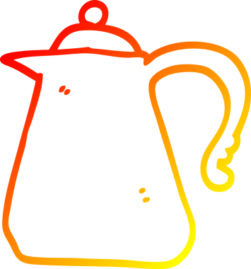 Bir insan tarafından çizilen karikatür çaydanlığının sıcak gradyan çizimi