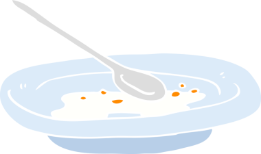 Bir insan tarafından çizilmiş boş mısır gevreği kasesinin düz renk çizimi