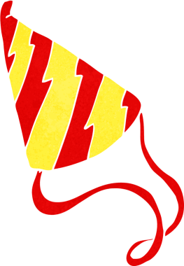 Bir insan tarafından çizilmiş karikatür parti şapkası.