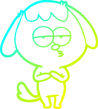 Bir insan tarafından çizilmiş ve sıkılmış bir köpeğin soğuk çizgi çizimi.