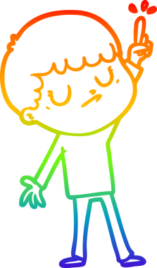 Gökkuşağı gradyan çizgi çizimi bir insan tarafından çizilmiş huysuz bir çocuk