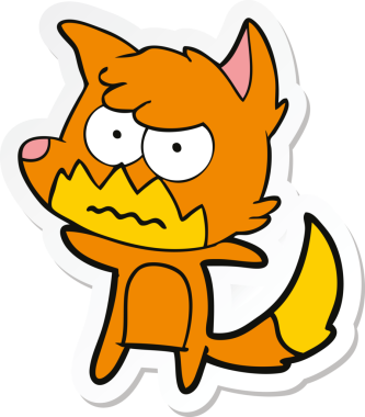 Bir insan tarafından çizilmiş, kızgın tilki çıkartması.