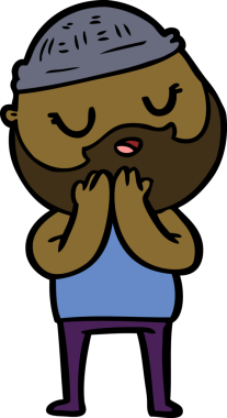 Bir insan tarafından çizilmiş sakallı bir çizgi film adamı.