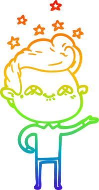 Gökkuşağı gradyanı çizimi bir insan tarafından çizilmiş heyecanlı bir çizgi film