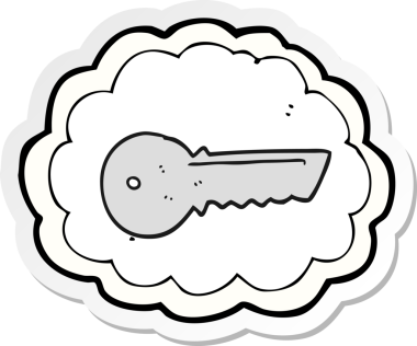 Bir insan tarafından çizilmiş çizgi film kapısının anahtarı.