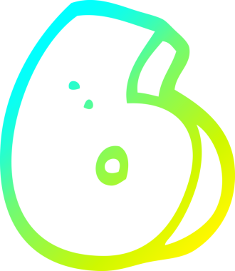 Bir insan tarafından çizilen altı numaralı karikatürün soğuk eğimli çizimi.