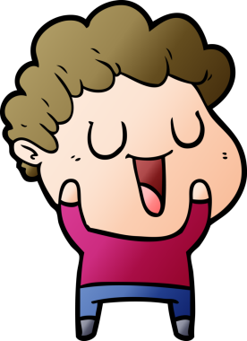 Bir insan tarafından çizilmiş gülen karikatür adam.