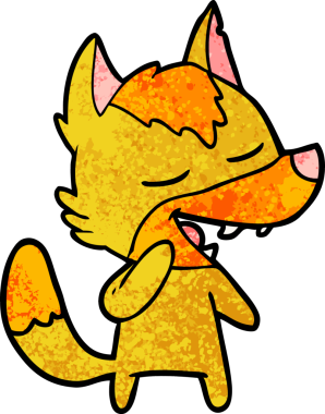 Bir insan tarafından çizilmiş tilki çizgi film karakteri