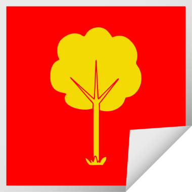 Bir insan tarafından çizilmiş kare soyulmuş tuhaf çizgi film ağacı.