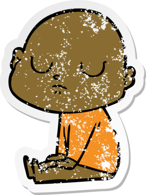 Bir insan tarafından çizilmiş kel bir adamın sıkıntılı çıkartması.