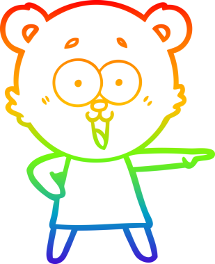 Gökkuşağı gradyan çizgisi bir insan tarafından çizilmiş, gülen bir oyuncak ayı çizgi filmi.