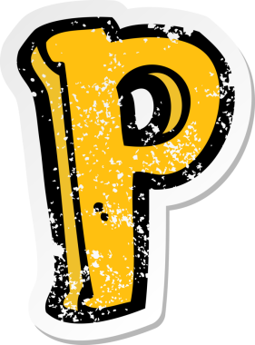 Bir insan tarafından çizilmiş P harfinin gerilimli yapıştırması.