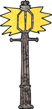 Grunge desenli çizim çizgi film lambası direği bir insan tarafından çizilmiş.