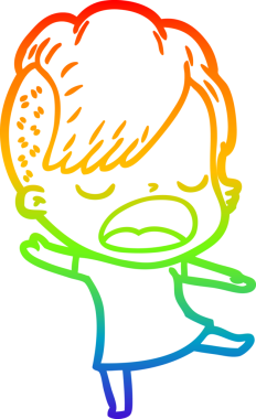 Gökkuşağı gradyan çizgi çizimi bir insan tarafından çizilen havalı hippi kız çizimi