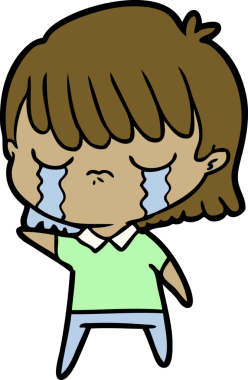 Bir insan tarafından çizilmiş ağlayan çizgi film kadını.