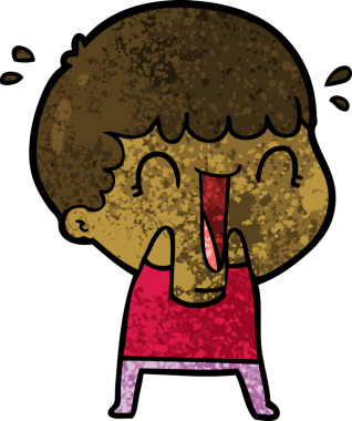 Bir insan tarafından çizilmiş gülen karikatür adam.