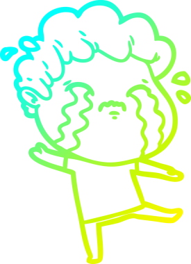 Bir insan tarafından çizilmiş ağlayan bir çizgi film karakteri çizimi.