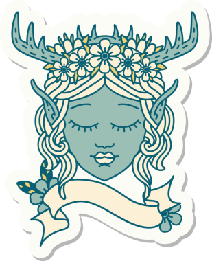 Bir insan tarafından çizilmiş bir Elf Druid karakterinin çıkartması.