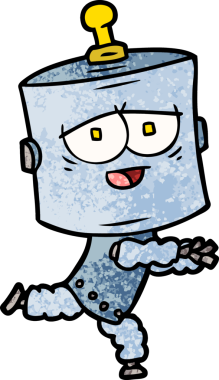 Bir insan tarafından çizilmiş çizgi film robotu