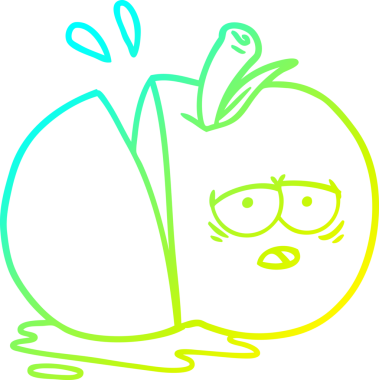 Bir insan tarafından çizilmiş elma karikatürünün soğuk gradyan çizimi