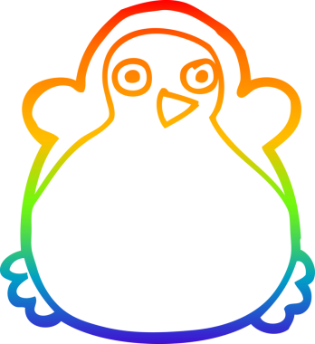 gökkuşağı gradyan çizimi bir insan tarafından çizilmiş bir penguen çizgi