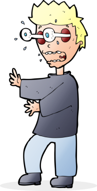 Bir insan tarafından çizilmiş korkmuş çocuk çizgi filmi.