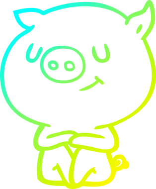 Bir insan tarafından çizilmiş mutlu çizgi film domuzu çizimi.