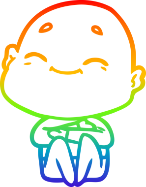 gökkuşağı gradyan çizimi mutlu bir çizgi kel adamın çizimi bir insan tarafından çizildi