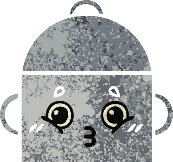 Bir insan tarafından çizilmiş yemek tenceresinin retro çizim tarzı karikatürü.